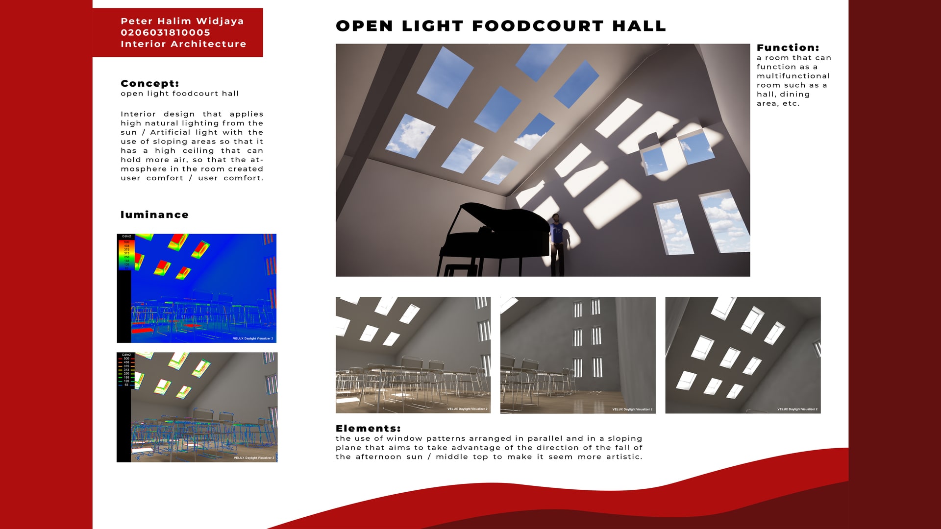 Open light foodcourt hall